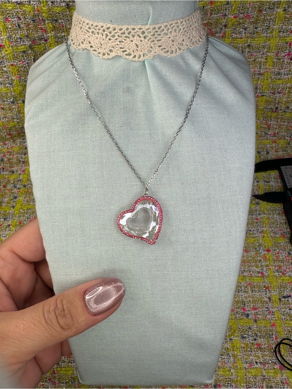 Swarovski Heart Pendant Necklace with Pink Accent - Women Jewelry